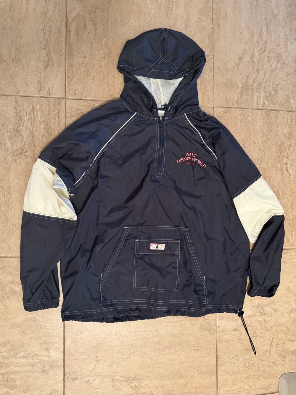 Vtg Walt Disney World Jacket Mens Large Hooded Anorak Zip Shell 71 Mickey